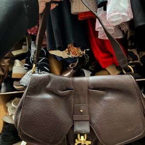 Ferragamo Dark Brown Leather Shoulder Bag